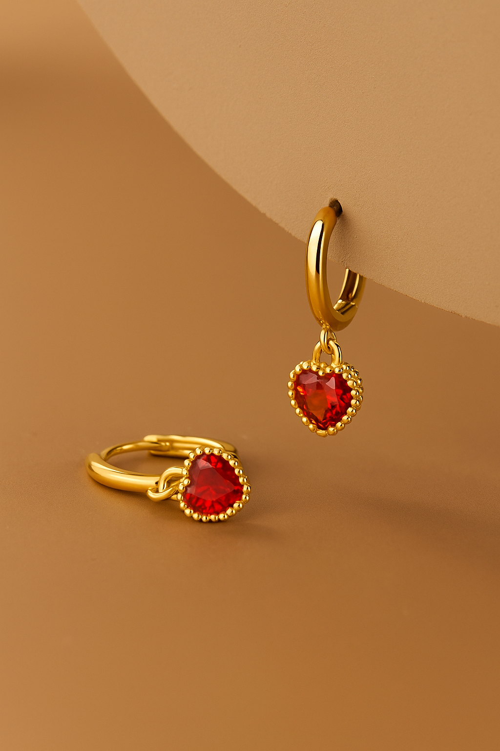 Romantic Red Heart Dangle Earrings