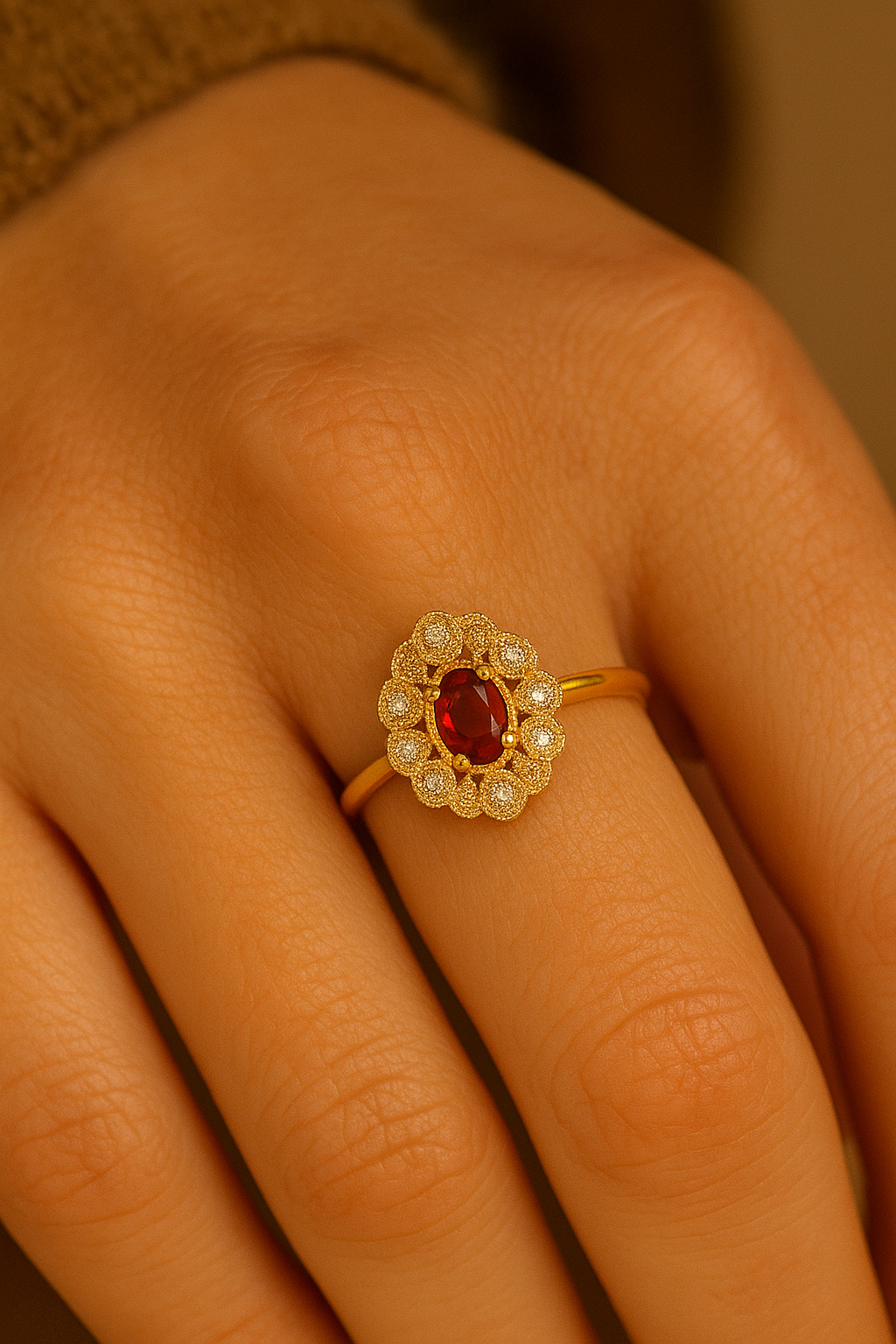 Vintage Garnet Bloom Ring
