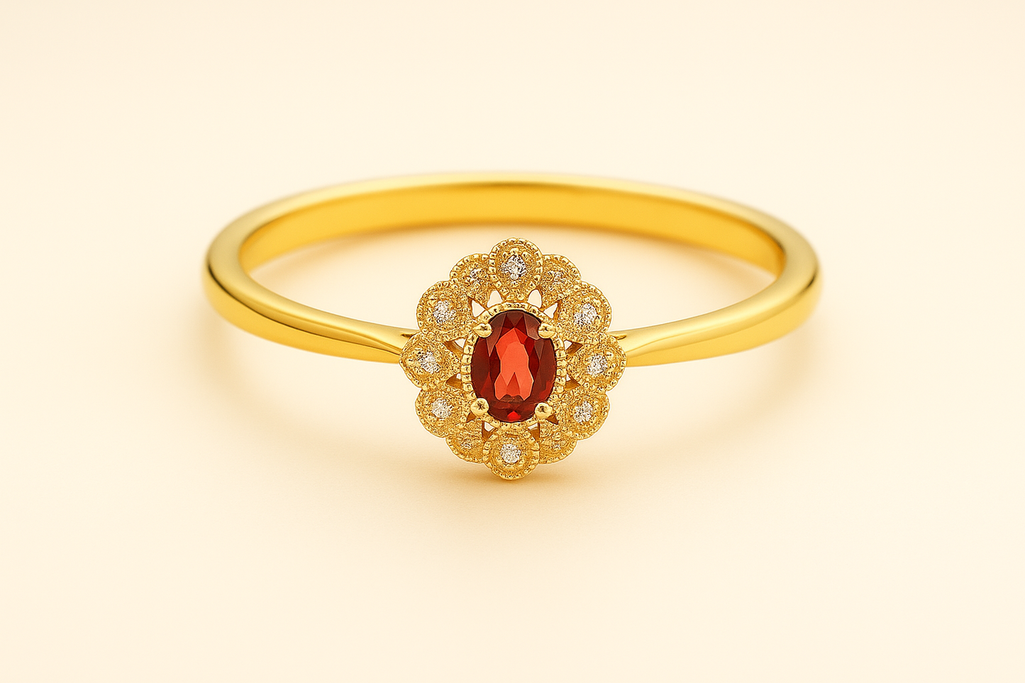 Vintage Garnet Bloom Ring