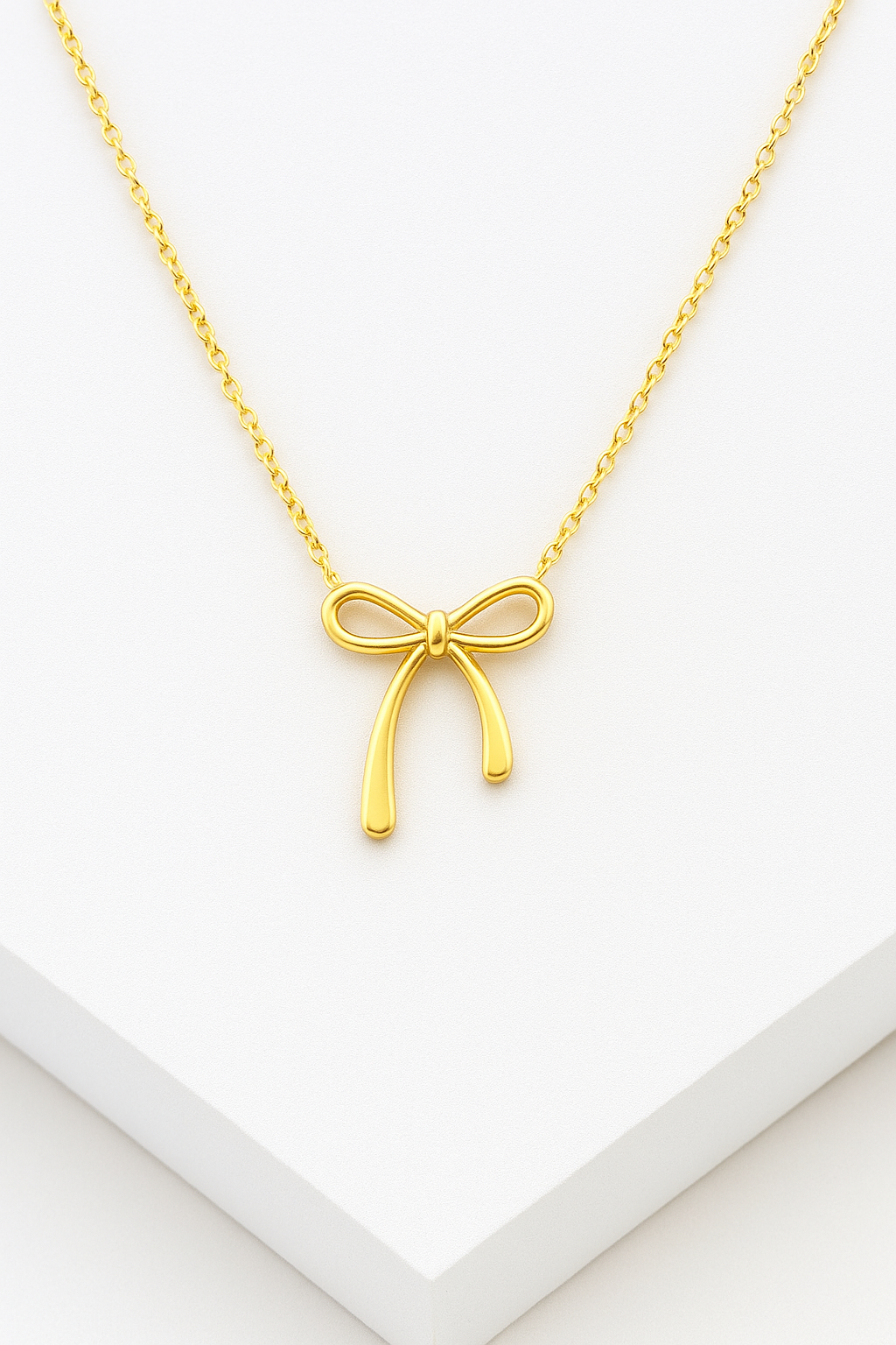 Golden Bow Charm Necklace
