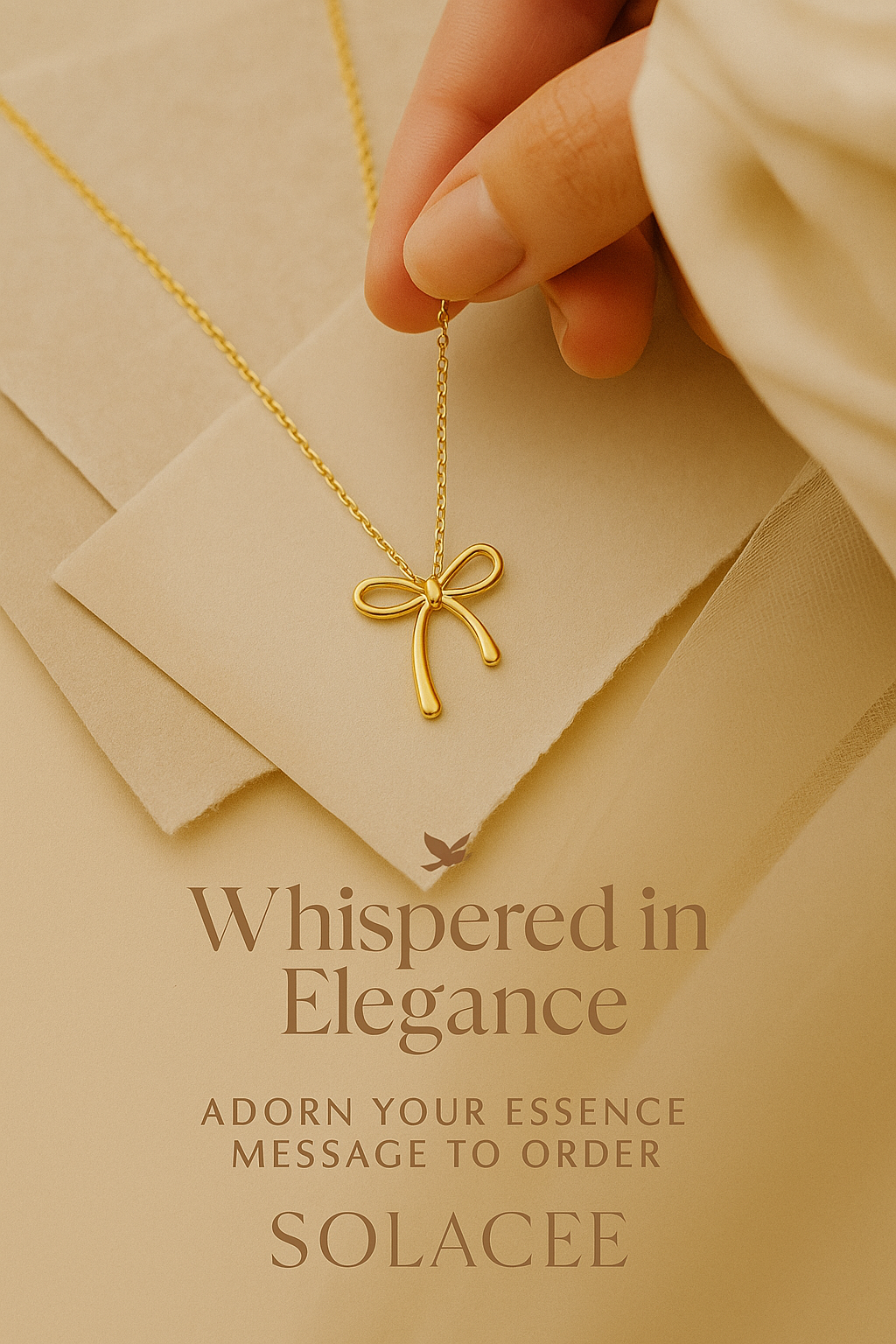 Golden Bow Charm Necklace