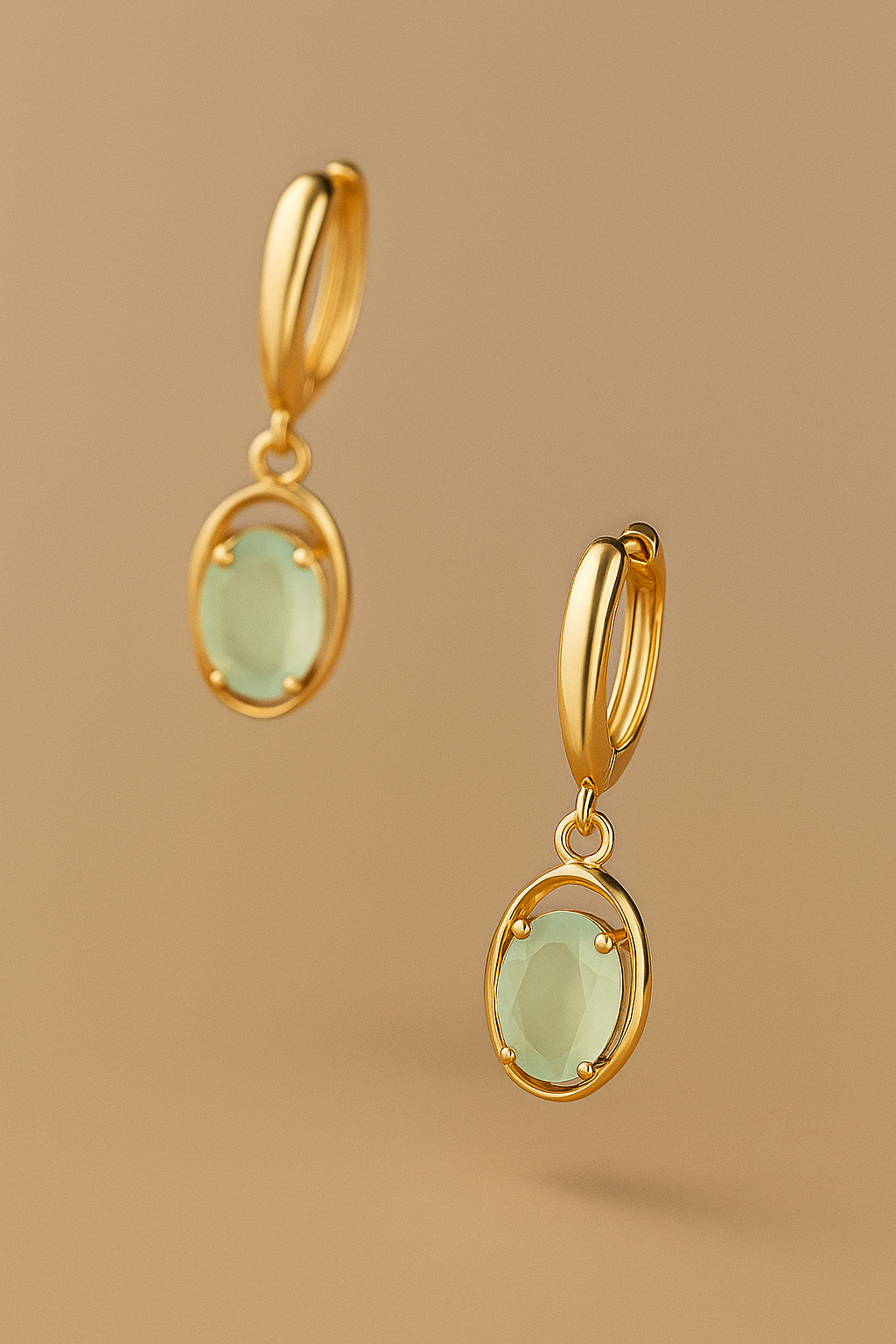 Green Gemstone Oval Earrings
