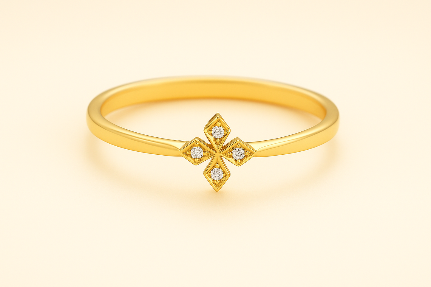 Golden Cross Diamond Ring