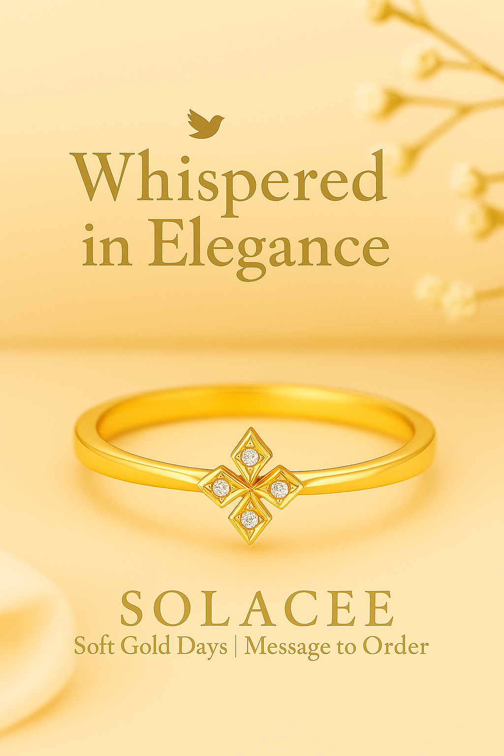 Golden Cross Diamond Ring