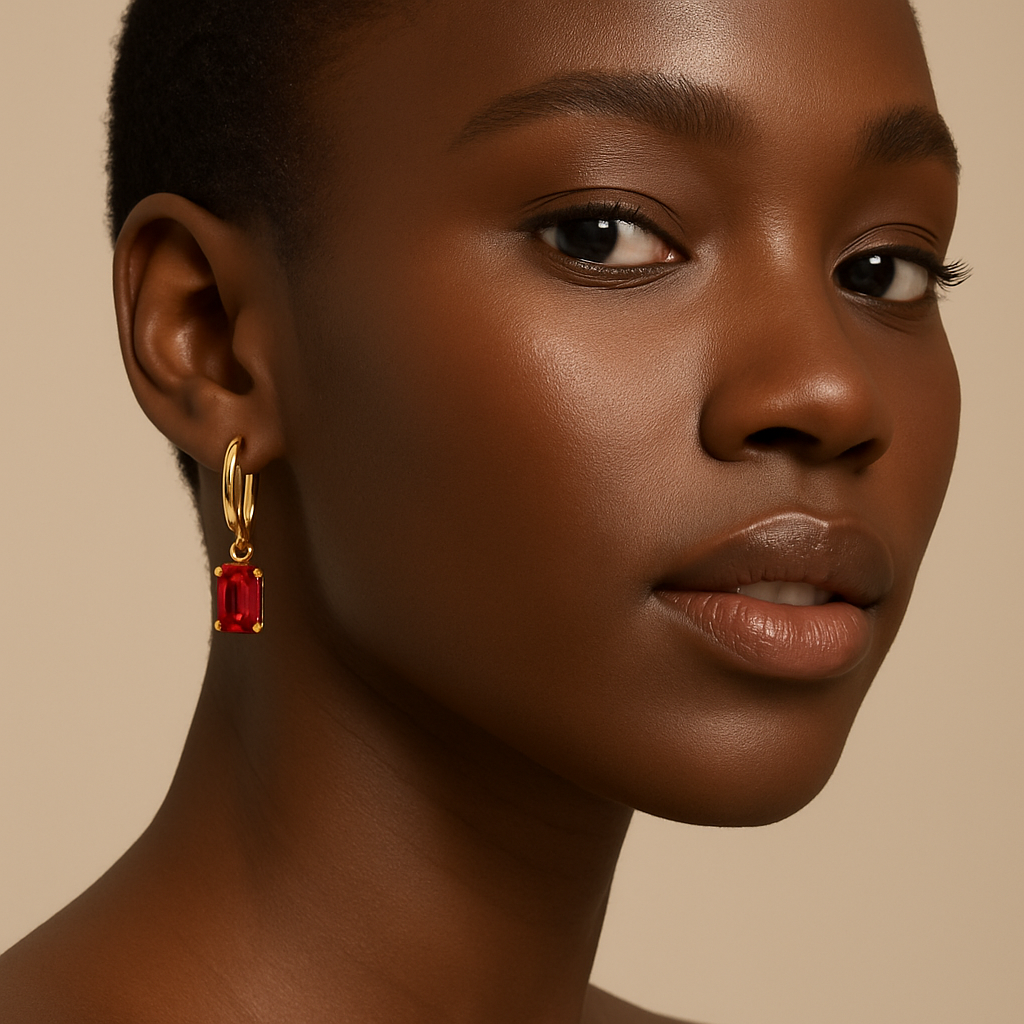 Ruby Emerald-Cut Drop Earrings