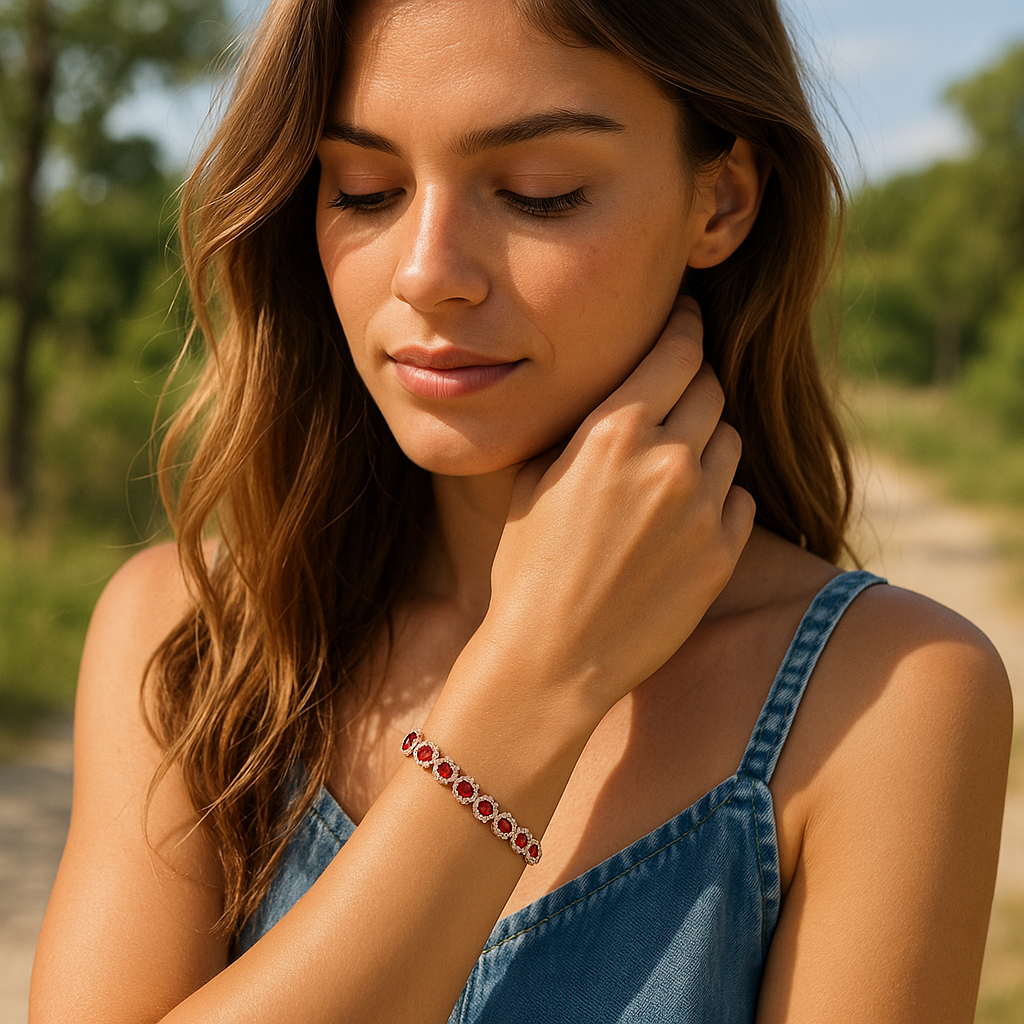 Crimson Halo Statement Bracelet