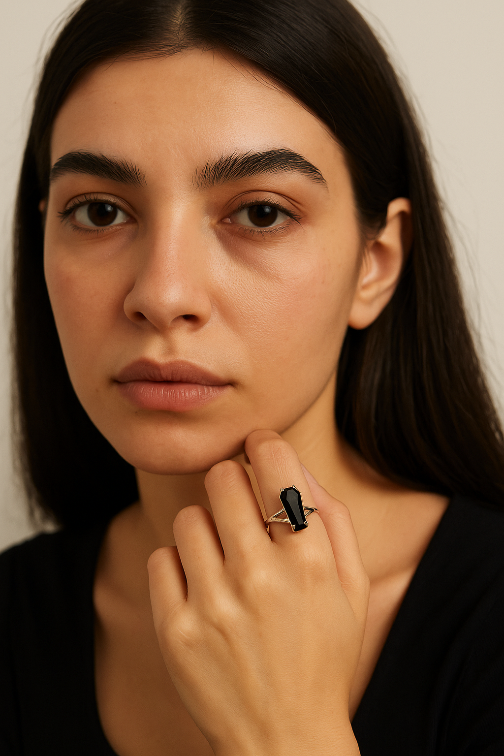 Black Coffin Gem Ring
