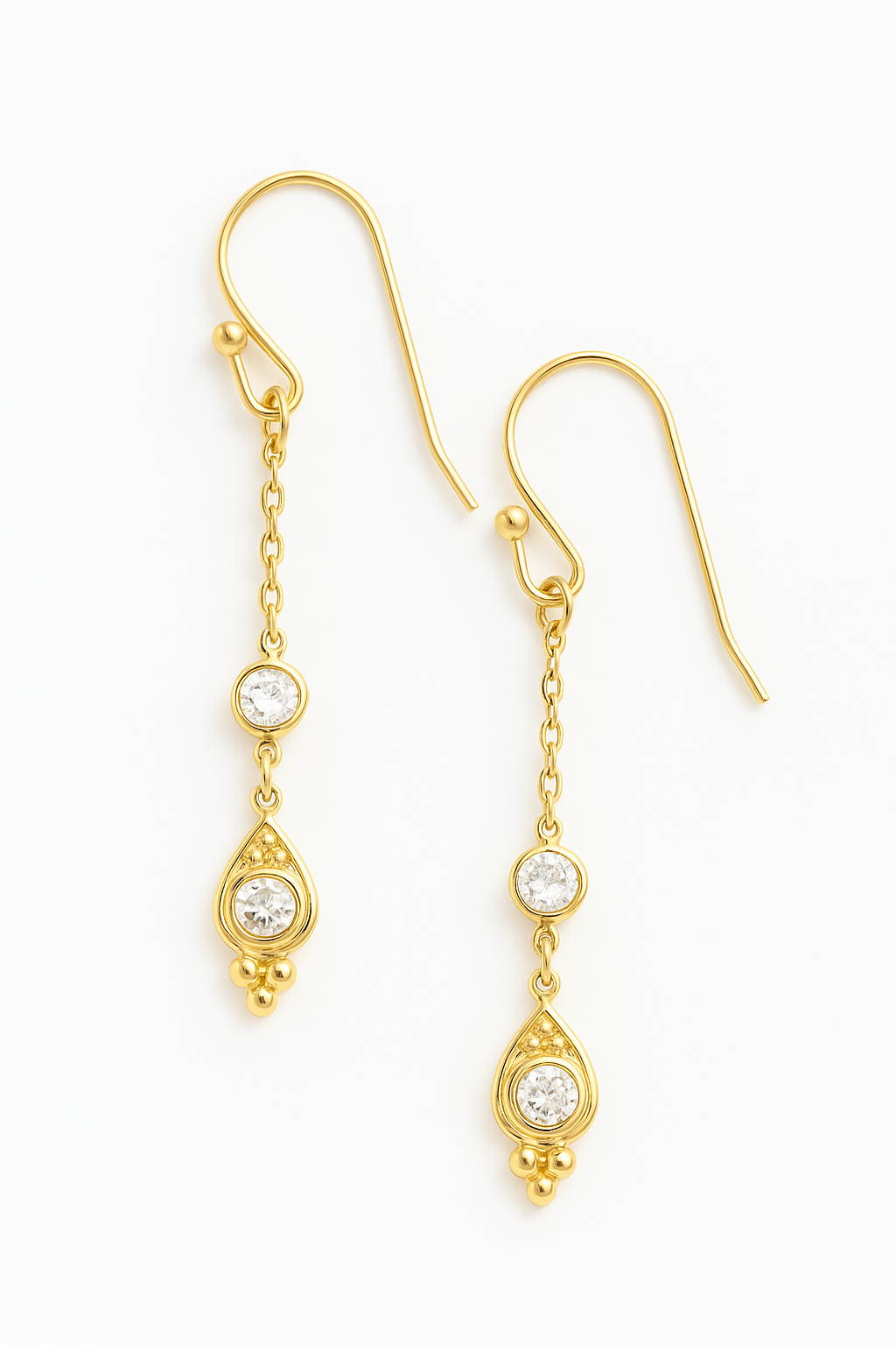 Gold Crystal Chain Drop Earrings