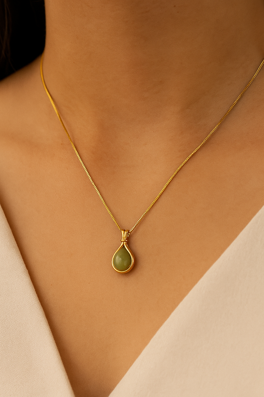 Jade Drop in Gold Frame