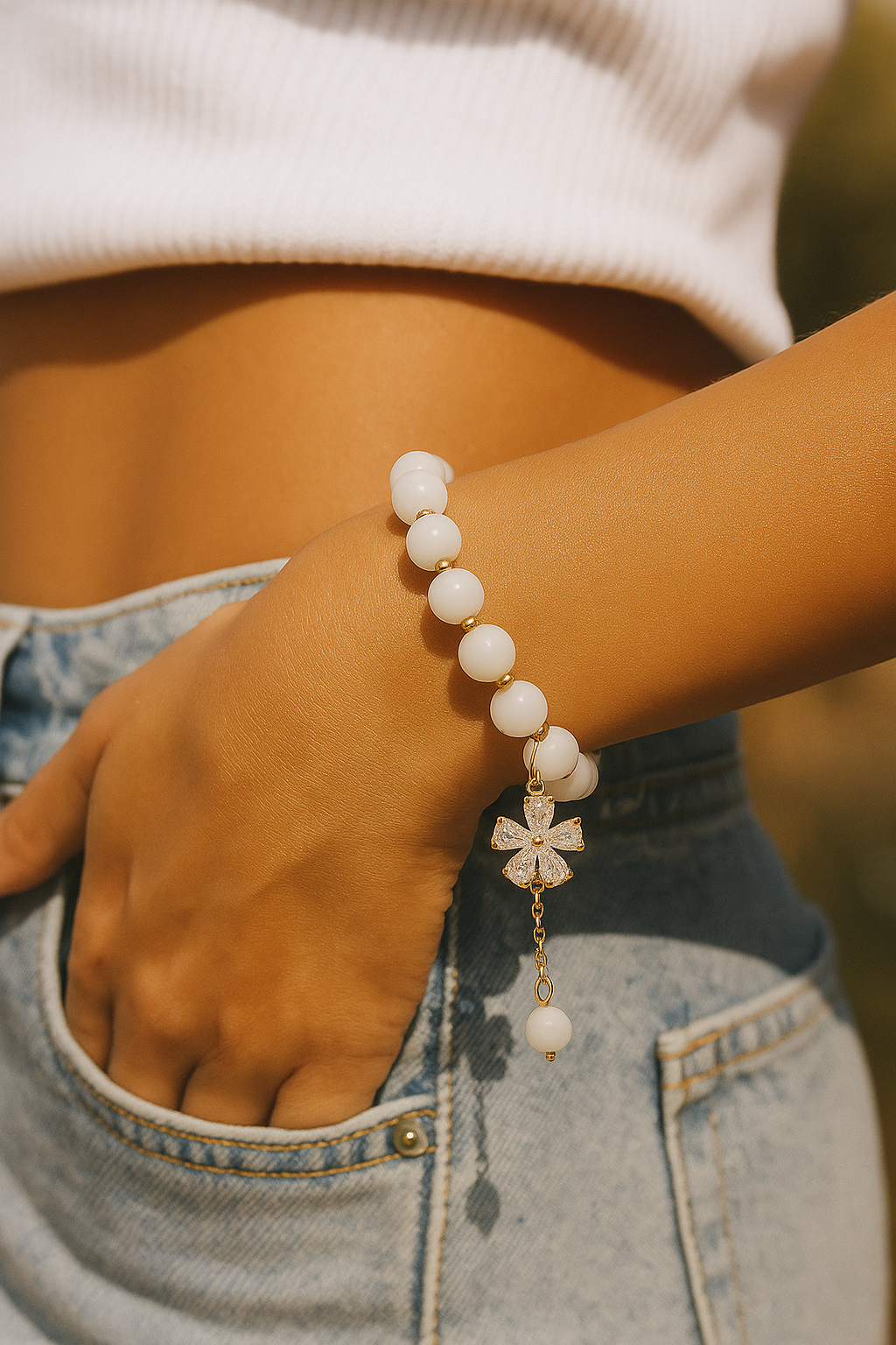 Ivory Petal Charm Bracelet