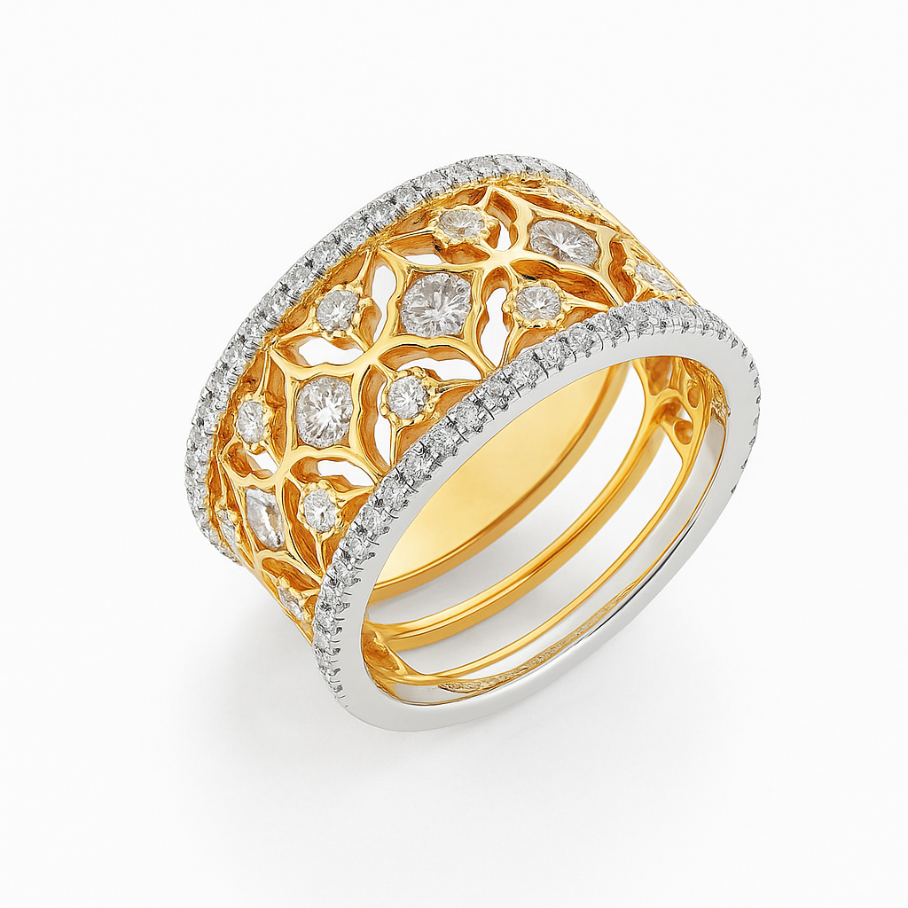 Wide Floral Diamond Band