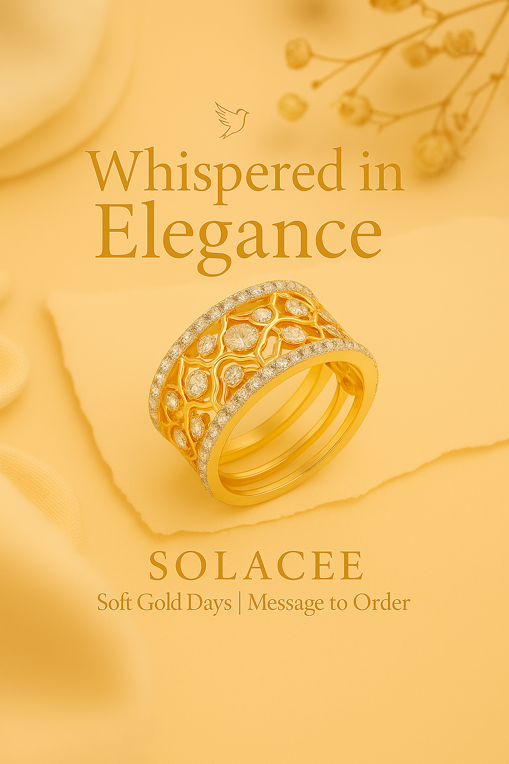 Wide Floral Diamond Band