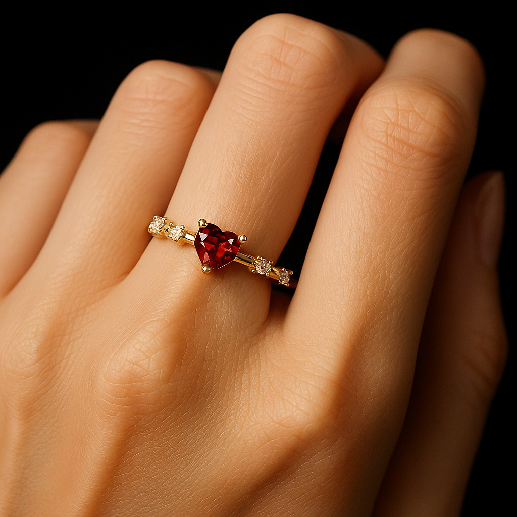 Heart-Shaped Garnet Ring