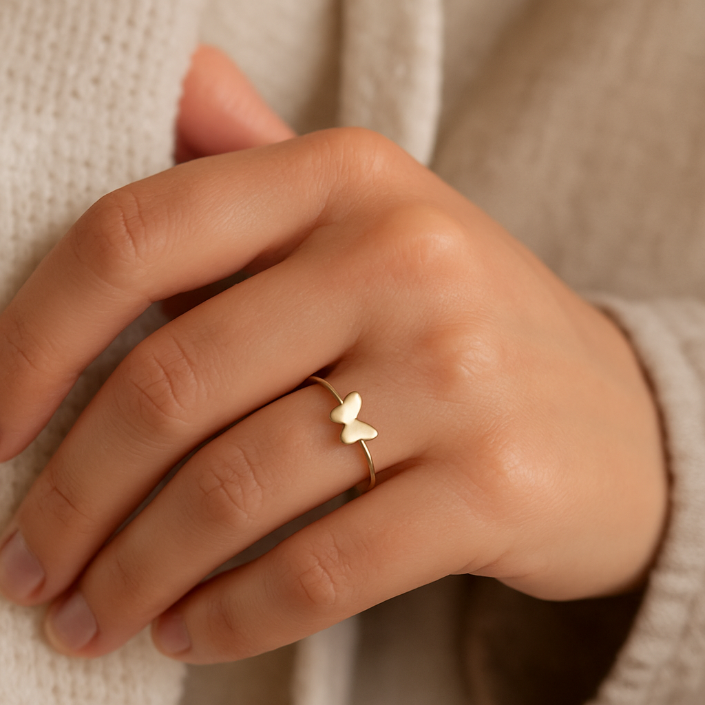 Butterfly Charm Gold Ring