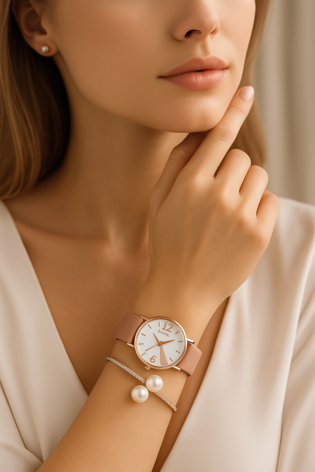 Colourful PU Leather Strap Ladies Quartz Wristwatch