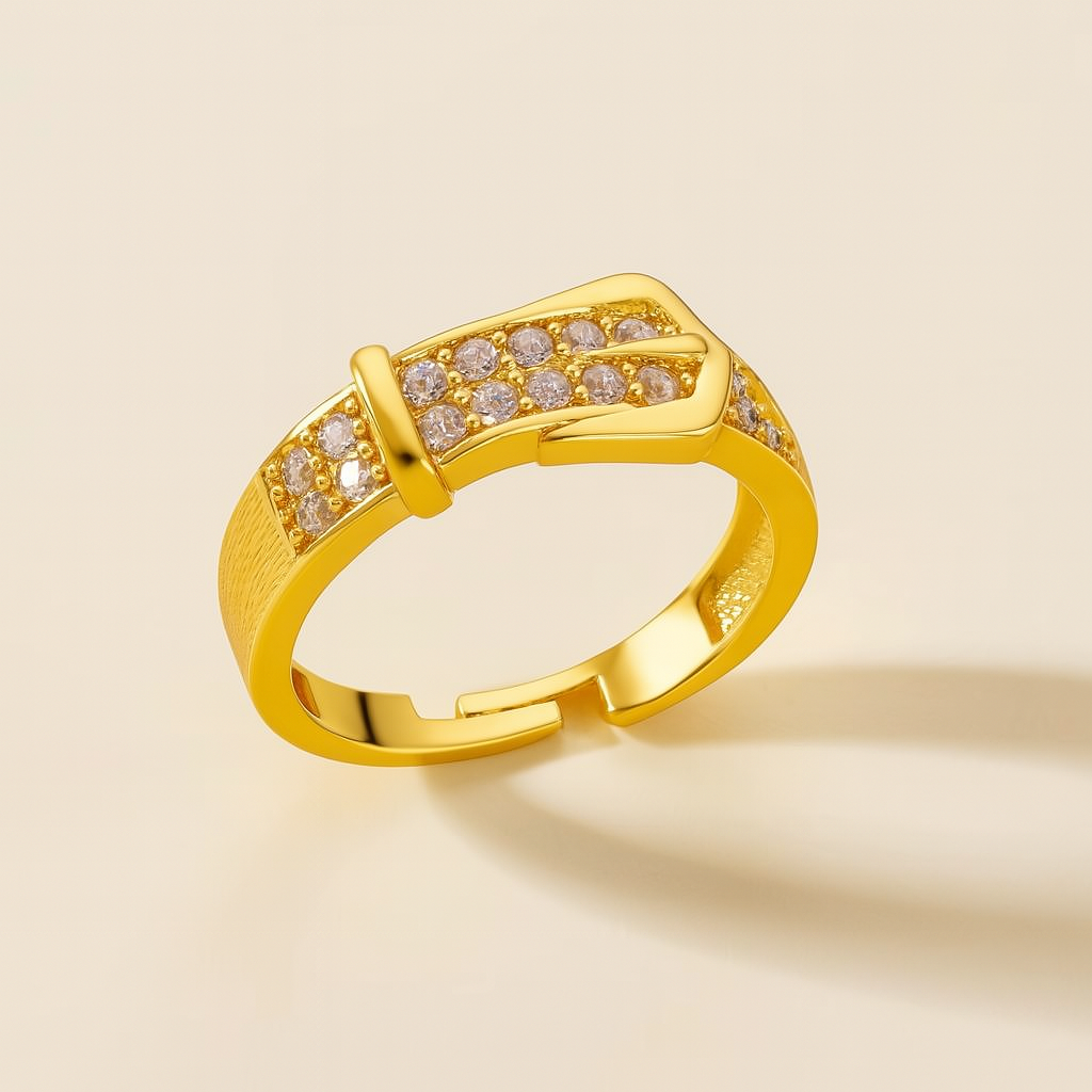 Buckle-Inspired Ring with Diamonds