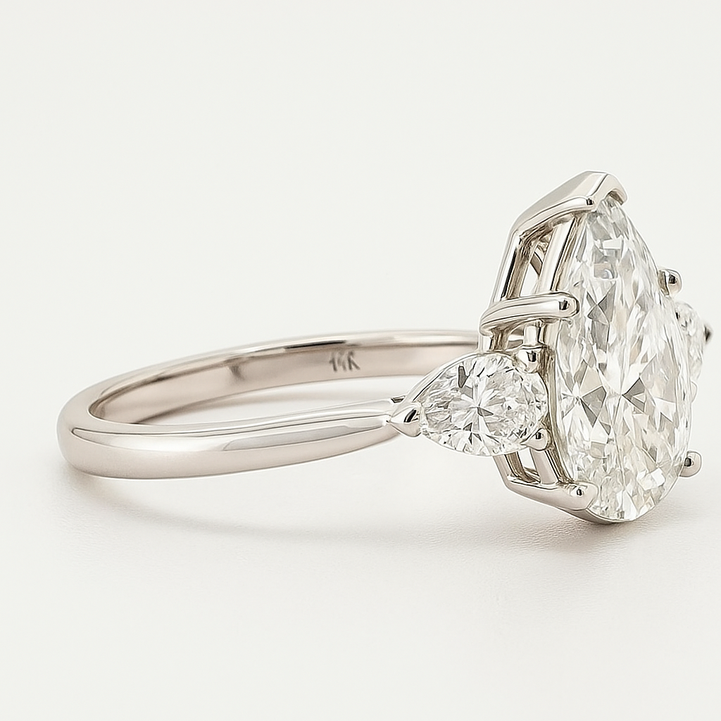 The Regal Teardrop – 2 Carat Pear-Cut Lab Grown Diamond Ring in 14k Gold