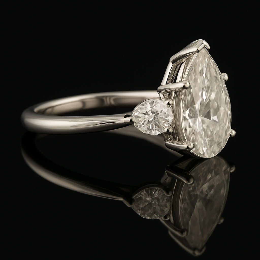 The Regal Teardrop – 2 Carat Pear-Cut Lab Grown Diamond Ring in 14k Gold