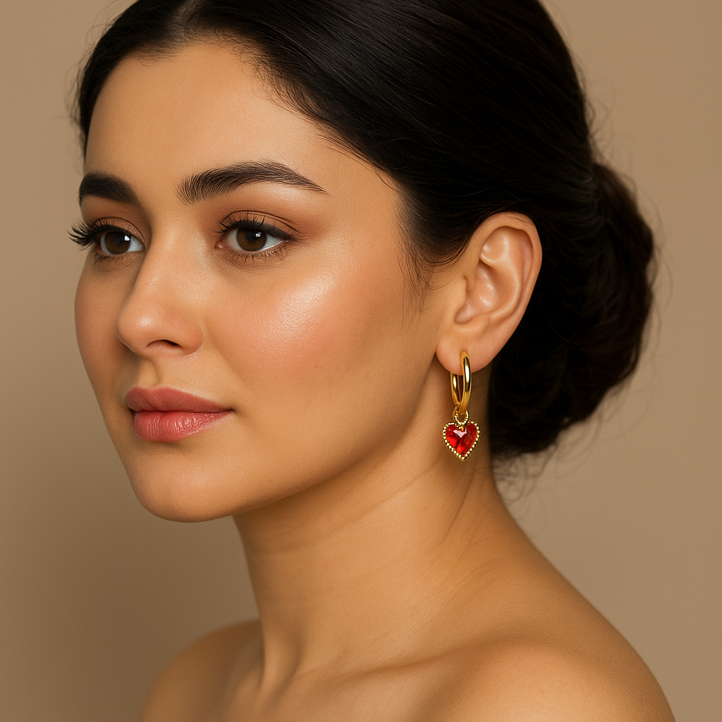 Romantic Red Heart Dangle Earrings