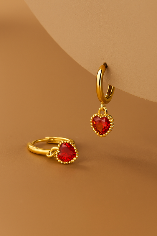 Romantic Red Heart Dangle Earrings