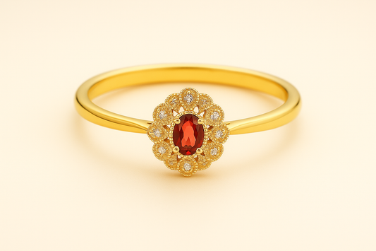 Vintage Garnet Bloom Ring