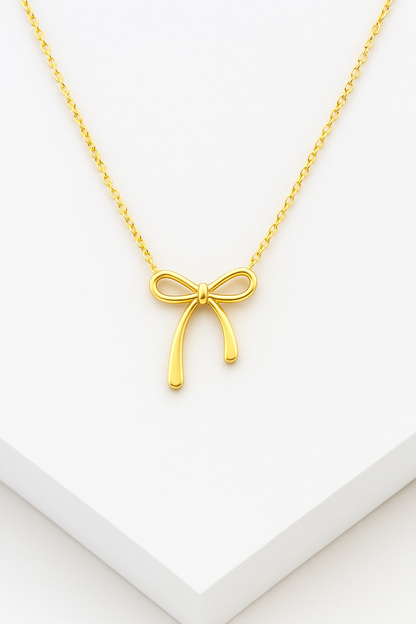 Golden Bow Charm Necklace