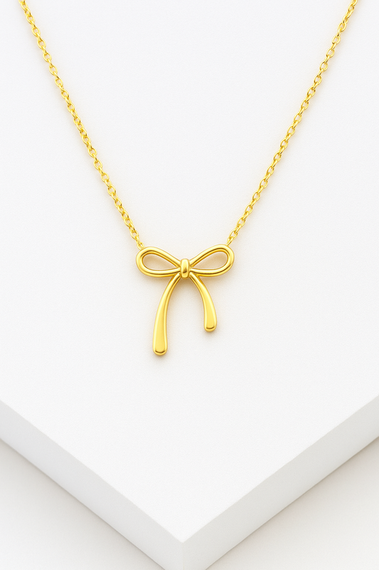 Golden Bow Charm Necklace