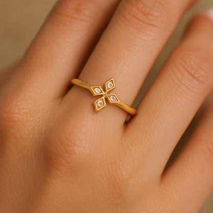 Golden Cross Diamond Ring