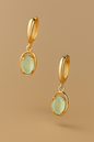 Green Gemstone Oval Earrings