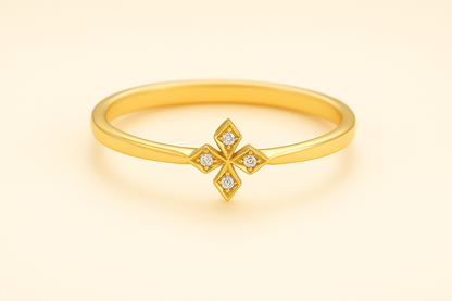 Golden Cross Diamond Ring