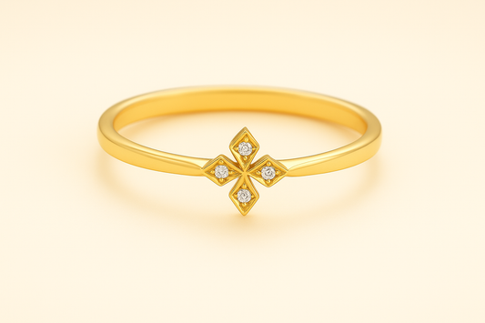 Golden Cross Diamond Ring