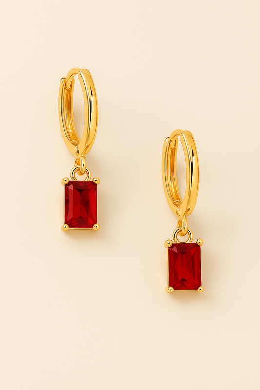 Ruby Emerald-Cut Drop Earrings