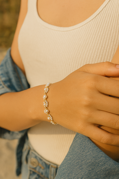 Golden Dew Pearl Chain Bracelet