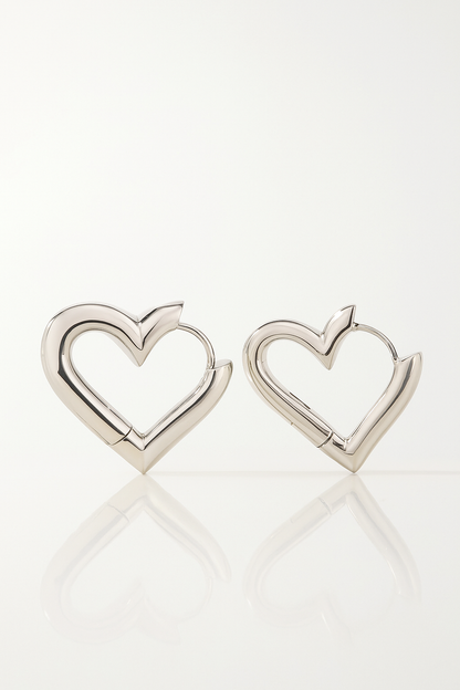 Silver Heart Hoop Earrings
