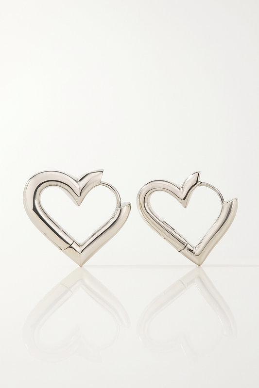 Silver Heart Hoop Earrings