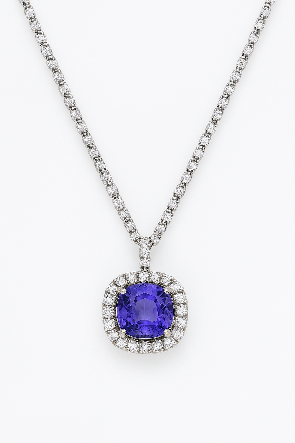Royal Sapphire Halo Pendant