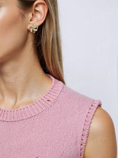 Golden Floral Diamond Studs