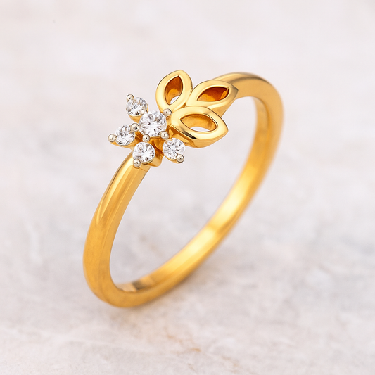 Gold Floral Diamond Ring