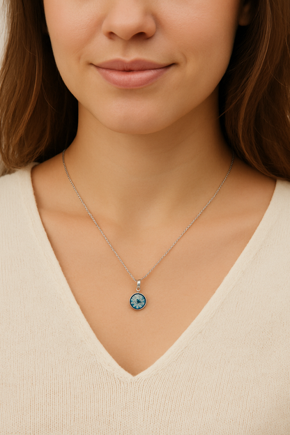 Blue Mosaic Evil Eye Pendant