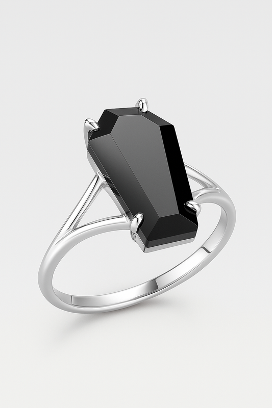 Black Coffin Gem Ring