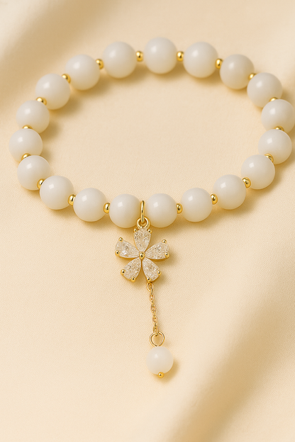 Cream Blossom Dangle Bracelet