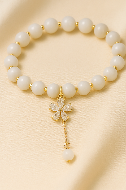 Cream Blossom Dangle Bracelet