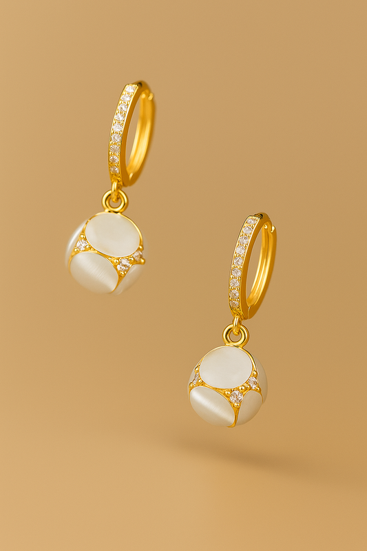 Pearl & Diamond Sphere Drop Earrings