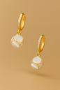 Pearl & Diamond Sphere Drop Earrings