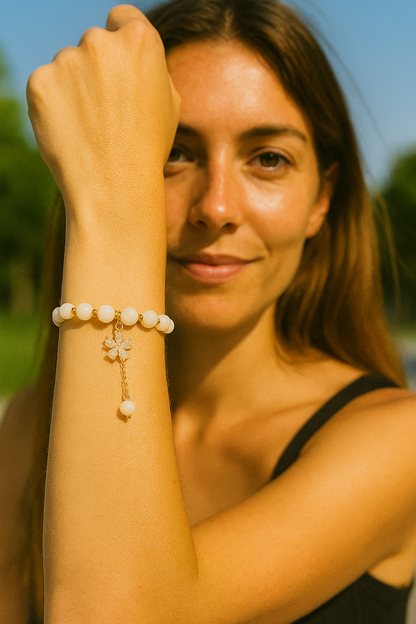 Cream Blossom Dangle Bracelet