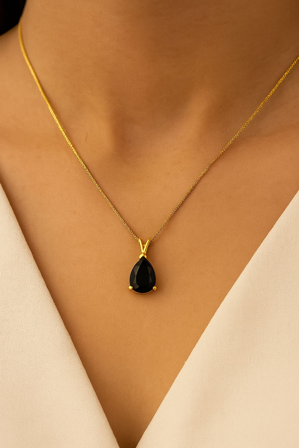 Midnight Black Teardrop Necklace