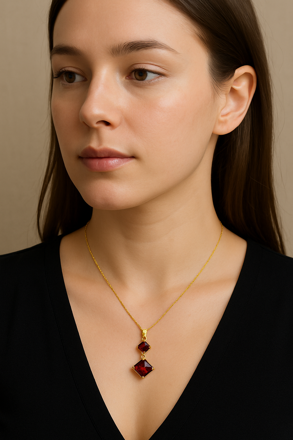 Double Ruby Drop Pendant