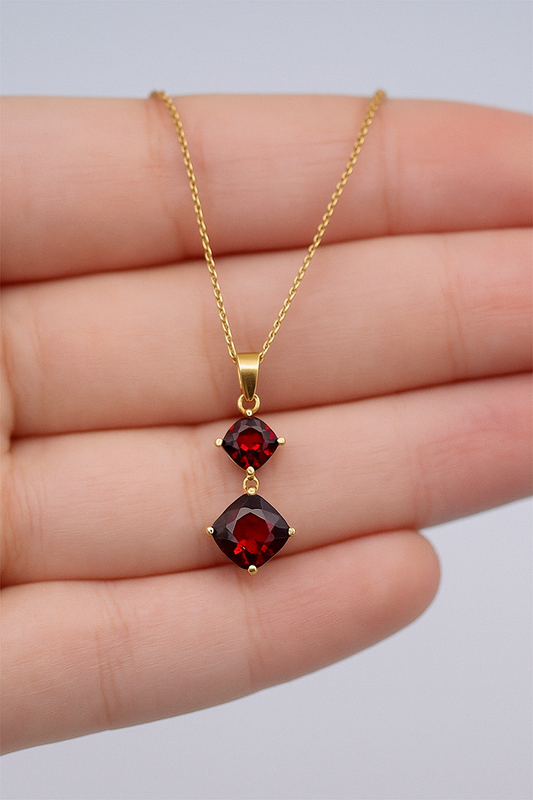 Double Ruby Drop Pendant