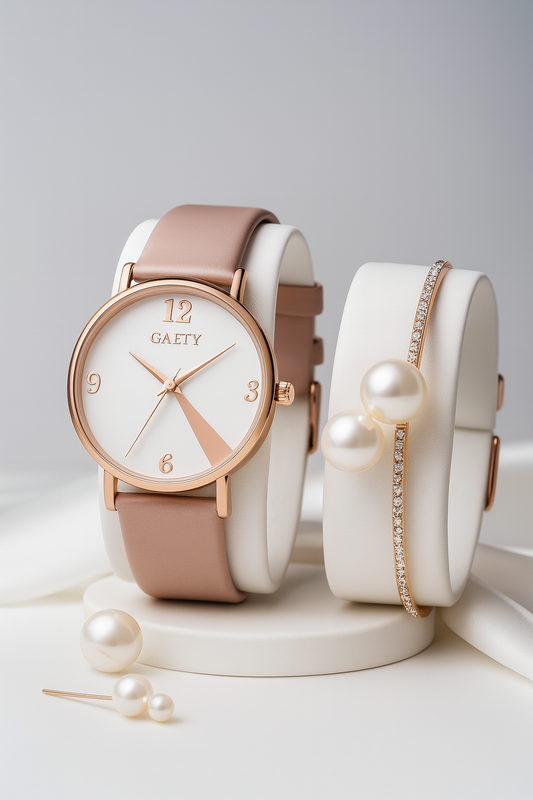 Colourful PU Leather Strap Ladies Quartz Wristwatch