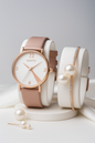 Colourful PU Leather Strap Ladies Quartz Wristwatch